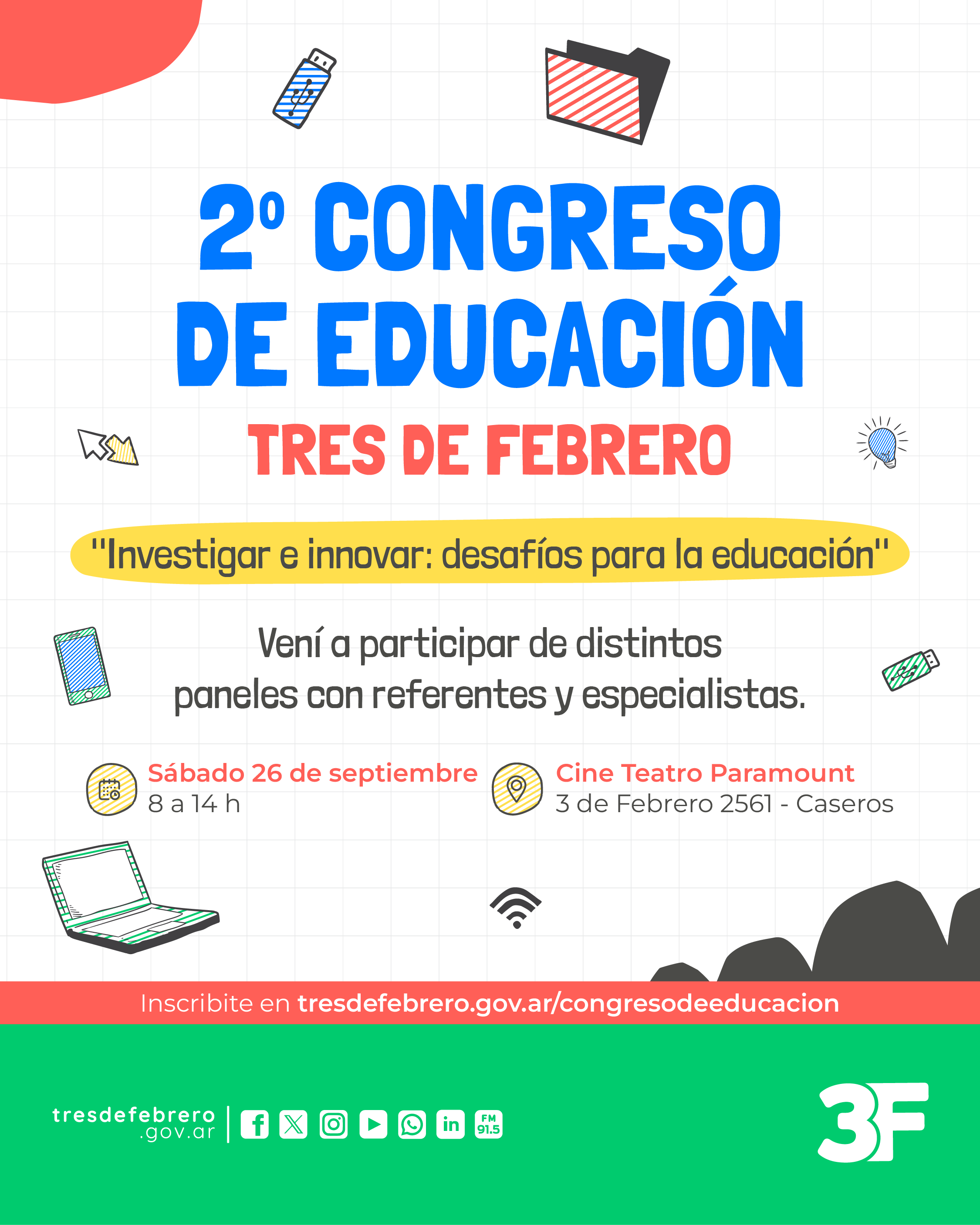 Flyer Oficial 2° Congreso de Educación Tres de Febrero